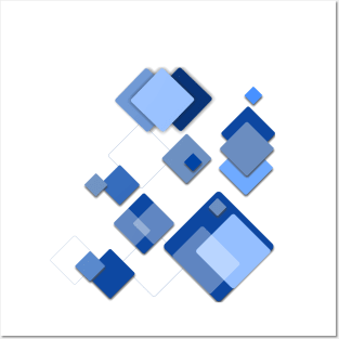 Abstract Square Art 3d Blue Gradation Posters and Art